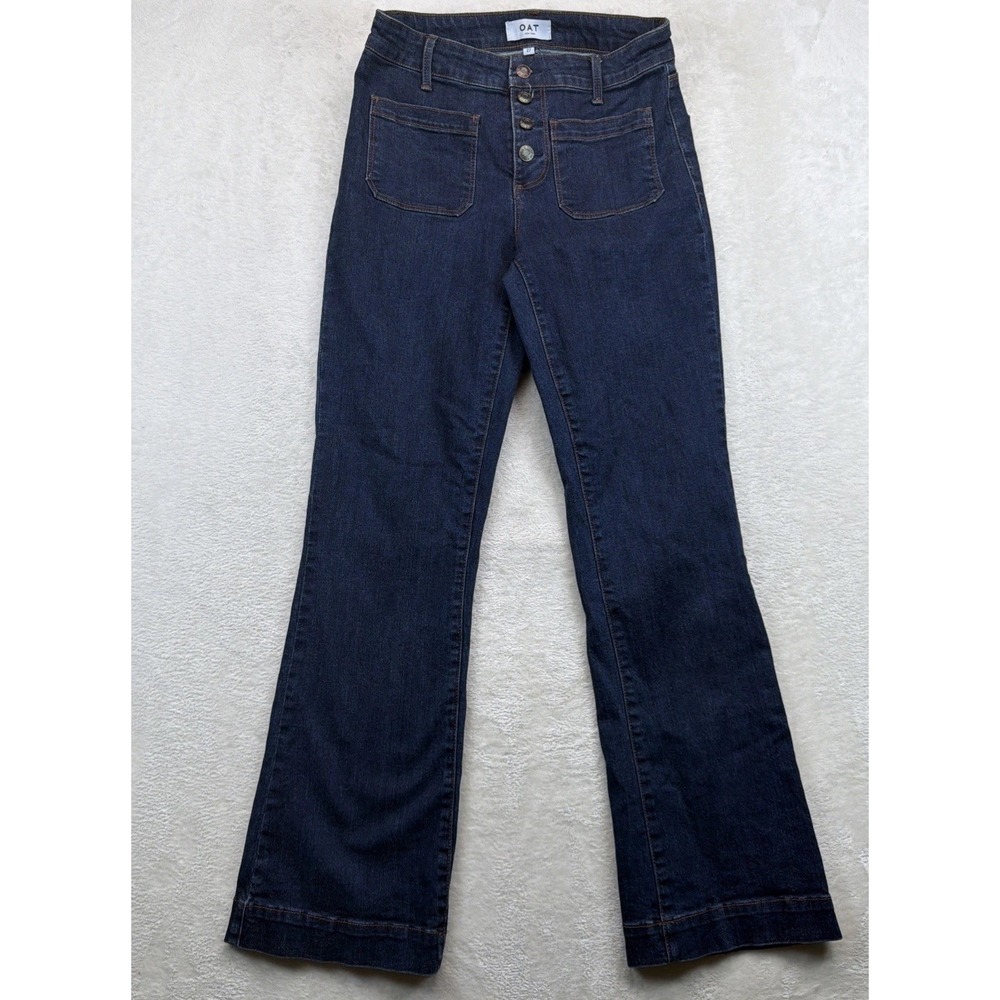 OAT New York Women's Sailor Bootcut Jeans Size 27 Dark Wash Button Fly